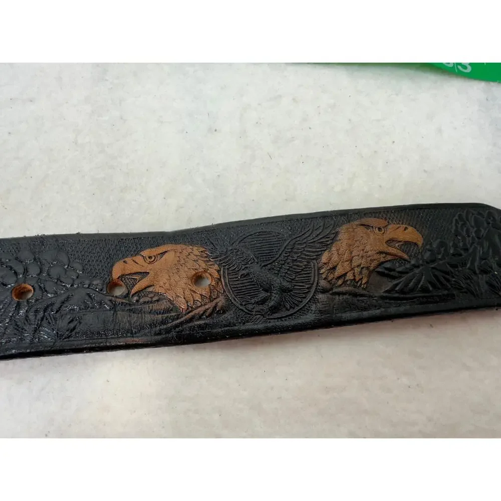 Eagle Tooled Vintage Leather Belt Men's SZ Small
